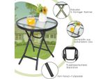 Tavolo Da Pranzo Da Patio Tavolo Rotondo In Vetro Con Piano In Vetro Temperato 46,5 X 46,5 X 47,5 Cm Nero