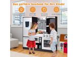 Cucina Per Bambini In Legno, Cucina Da Gioco Per Bambini Con Frigorifero E Tanto Spazio Per Riporre Gli Oggetti, 97 X 30 X 95 Cm, Marrone