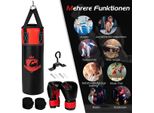 Set Sacco Da Boxe Con Guantoni Da Boxe Da 8 Once Cinghie Per Le Mani Sacco Da Boxe Per Bambini E Adulti Nero + Rosso