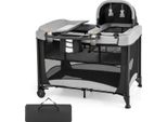 Lettino Portatile 5 In 1 Con Lettino Da Viaggio, Culla, Box E Fasciatoio Nero + Grigio