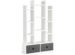 Libreria A 12 Ripiani Con Apertura Sul Retro E Cassetto 81 X 24 X 132 Cm Bianca