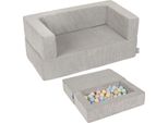 Kiddymoon Divano Per Bambini E 100 Palline/7Cm Per Bambini Divano In Schiuma Morbida Divano Modulare Leggero Versatile Copertura Rimovibile Perfetto Per Giocare Imparare E Rilassarsi, Grigio Chiaro: Beige Pastello/Blu Pastello/Giallo Pastello/Menta