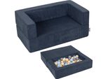 Kiddymoon Divano Per Bambini E 100 Palline/7Cm Per Bambini Divano In Schiuma Morbida Divano Modulare Leggero Versatile Copertura Rimovibile Perfetto Per Giocare Imparare E Rilassarsi, Blu Scuro: Blu Pastello/Giallo Pastello/Grigio