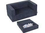 Kiddymoon Divano Per Bambini E 100 Palline/7Cm Per Bambini Divano In Schiuma Morbida Divano Modulare Leggero Versatile Copertura Rimovibile Perfetto Per Giocare Imparare E Rilassarsi, Blu Scuro: Beige Pastello/Blu Pastello/Bianco/Perla