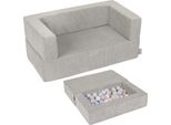 Kiddymoon Divano Per Bambini E 100 Palline/7Cm Per Bambini Divano In Schiuma Morbida Divano Modulare Leggero Versatile Rivestimento Rimovibile Perfetto Per Giocare Imparare E Rilassarsi, Grigio Chiaro: Beige Pastello/Blu Pastello/Bianco/Pearl