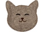 Clayre & Eef Decorazione Ciotola Gatto 15X16X4 Cm Feltro Grigio