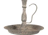 Portacandele Clayre & Eef Ø 23X19 Cm In Metallo Grigio