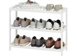 Fortuna Lai Scaffale In Bambù A 3 Ripiani, Scaffale Per Scarpe, Scaffale Portaoggetti, Superficie Laccata, Bianco