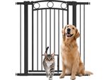 Cancelletto Di Sicurezza Per Cani Pawhut, Cancelletto Barriera 76-104 Cm Senza Foratura, Cancelletto Per Scale In Acciaio, Cancelletto Per Scale Con Porta Per Gatti, Cancelletto Di Sicurezza, Cancelletto Di Sicurezza Per Scale, Porta, Corridoio, Nero