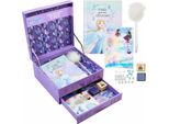 Set Diario Disney Frozen, Quaderno, Accessori Per Scrapbook, Viola, Con Penne E Adesivi, Ideale Per Le Ragazze Creative.