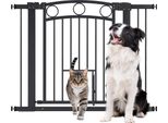 Cancelletto Di Sicurezza Per Cani Pawhut, Cancelletto Barriera 76-104 Cm Senza Foratura, Cancelletto Per Scale In Acciaio, Cancelletto Per Scale Con Porta Per Gatti, Cancelletto Di Sicurezza, Cancelletto Di Sicurezza Per Scale, Porta, Corridoio, Nero
