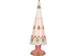 Clayre & Eef Decorazione Natalizia Figura Albero Di Natale Ø 10X30 Cm Plastica Rosa