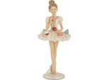 Clayre & Eef Figura Decorativa Ballerina Ø 10X24 Cm Plastica Bianco Beige