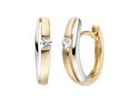 Paar Creolen Jobo "Ohrringe In Bicolor-Optik Mit Zirkonia", Gold (Gelbgold 333, Weiß), Ohrringe, Damen, Gelbgold 333, 333 Gold