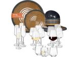Set Di Stoviglie Da Campeggio In Melamina 4 Persone Stone Curry + 16 Bicchieri Milano Bicchieri Da Acqua Bicchieri Da Vino Bicchieri Da Champagne FlûTes Stoviglie Picnic Bbq Cookware