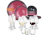 Set Di Stoviglie Da Campeggio In Melamina 4 Persone Stone Red + 16 Bicchieri Milano Bicchieri Da Acqua Bicchieri Da Vino Bicchieri Da Champagne FlûTes Stoviglie Picnic Bbq Cookware