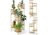 Supporto Per Piante In Metallo A 6 Livelli Con Scale Per Fiori Dal Design Girevole, Portavasi Color Oro