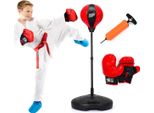 Palla Da Boxe Regolabile In Altezza Da 81-123,5 Cm Incl. Guantoni Da Boxe E Set Da Boxe Per Bambini Con Pompa A Mano Rosso
