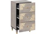 Vidaxl Credenza Grigio E Oro 40 X 33,5 X 75 Cm In Legno Massiccio Di Mango