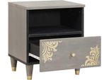 Vidaxl Comodino Grigio 40 X 33 X 46 Cm In Legno Massiccio Di Mango