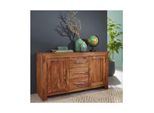 Massivholz Sideboard 120Cm Sheesham Kommode Mit 2 TüRen & 3 Schubladen Modernes Design
