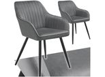 Tectake® Esszimmerstuhl, Gepolstert, In Samtoptik, Gesteppt, Schlanke Stahlbeine, 58 X 62 X 82 Cm