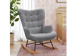Fortuna Lai Sedia A Dondolo Sedia A Dondolo Sedia D'accento Poltrona Da Soggiorno Per Camera Da Letto, Portata Fino A 120 Kg, Poliestere, Grigio Chiaro 68 X 75 X 92 Cm