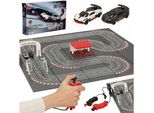 Auto Della Polizia Elettrica Pista 2 Auto Curva Piloti Blocchi Di Costruzione GD-03
