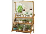Supporto Per Piante, Scaffale In Bambù A 3 Livelli, Versatile Per Uso Interno Ed Esterno, Legno Naturale, Xl