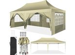 Padiglione Pop-Up, Materiale Impermeabile, Altezza Regolabile, Kaki