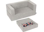 Kiddymoon Divano Per Bambini E 100 Palline/7Cm Per Bambini Divano In Schiuma Morbida Divano Modulare Leggero Versatile Rivestimento Rimovibile Perfetto Per Giocare Imparare E Rilassarsi, Grigio Chiaro: Turchese Scuro/Beige Pastello/Grigio Verde/Salmone Colori