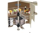 Cestello Per Armadio Ad Angolo, Altezza Regolabile 54,4-77,0 Cm, Materiale Ferroso, Portata 8 Kg Per Livello, Ruotabile Di 270°, Superficie Liscia Argento