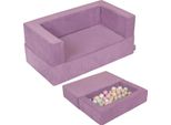 Kiddymoon Divano Per Bambini E 100 Palline/7Cm Per Bambini Divano In Schiuma Morbida Divano Modulare Leggero Versatile Copertura Rimovibile Perfetto Per Giocare Imparare E Rilassarsi, Viola