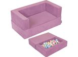 Kiddymoon Divano Per Bambini E 100 Palline/7Cm Per Bambini Divano In Schiuma Morbida Divano Modulare Leggero Versatile Copertura Rimovibile Perfetto Per Giocare Imparare E Rilassarsi, Viola