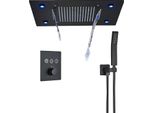 Rubinetto Per Doccia, Soffione A Led, Struttura In Ottone Resistente, Nero B