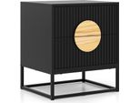 Comodino Costway, Tavolino Con 2 Cassetti, Maniglie In Legno Di Pino E Struttura In Metallo, Comodino, Console Da Letto, Tavolino Da Divano 48X40X55Cm Nero