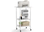 Costway Supporto Per Stampante A 3 Livelli, Carrello Per Stampante Con Ripiani E Rotelle, Carrello Portaoggetti Mobile, Supporto Per Macchina, 49 X 40 X 77 Cm, Bianco