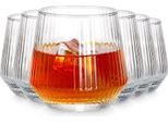 Vilde | Set Di Bicchieri Da Whisky - 350 Ml - 6 Pezzi - Trasparente - Vetro Scanalato - Lavabile In Lavastoviglie