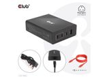 Club3D CLUB3D Caricabatterie Da Viaggio 132W Tecnologia Gan, Quattro Porte Usb Type-A E -C, Supporto Power Delivery (Pd) 3.0