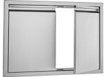 Succebuy 762X532 Mm Porta Di Accesso Al Barbecue, Doppia Porta Per Cucina Esterna, In Acciaio Inox, Da Incasso, Porta Verticale A Parete Con Maniglie Incassate Per Isola Barbecue, Stazione Barbecue
