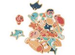 Janod Magneti Animali Marini - Set Di Magneti In Legno Tema Oceano 24 Pezzi