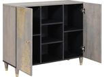 Vidaxl Credenza Grigio E Oro 90 X 33 X 75 Cm In Legno Massiccio Di Mango