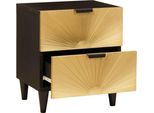 Vidaxl Comodino Nero E Oro 40 X 33,5 X 46 Cm In Legno Massiccio Di Mango