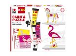 Marabu 305000000111 Marabu Kids Paint & Puzzle Set Little Artist, Fenicottero