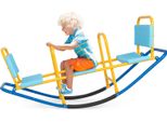 Costway Altalena A 3 Posti, Altalena Da Giardino, Caricabile Fino A 100 Kg, Altalena Per Bambini Da Interno E Da Esterno, Altalena Giostra In Metallo Per Bambini Ideale Per Bambini 3-8 Anni (Blu)