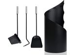 Yuenfong Set Per Caminetto Moderno 4 Pezzi Con Pala, Scopa, Attizzatoio E Supporto, Posate Per Stufa, Nero, 56X22X22 Cm