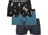 Urban Classics Organic X-Mas Boxer Shorts 3-Pack Teddy Aop+Jasper+Navy - M