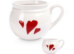 Orion Tazza In Ceramica Tazza Da Tè Tazza Da Caffè Con Manico In Ceramica Bianca Cuore 800 Ml