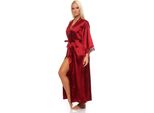 Vestaglia Lunga Da Donna In Seta Kimono; Rosso Scuro L