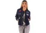 Giacca Bomber Da Donna Giacca Con Toppe Giacca Di Transizione; Blu Scuro Xs/S